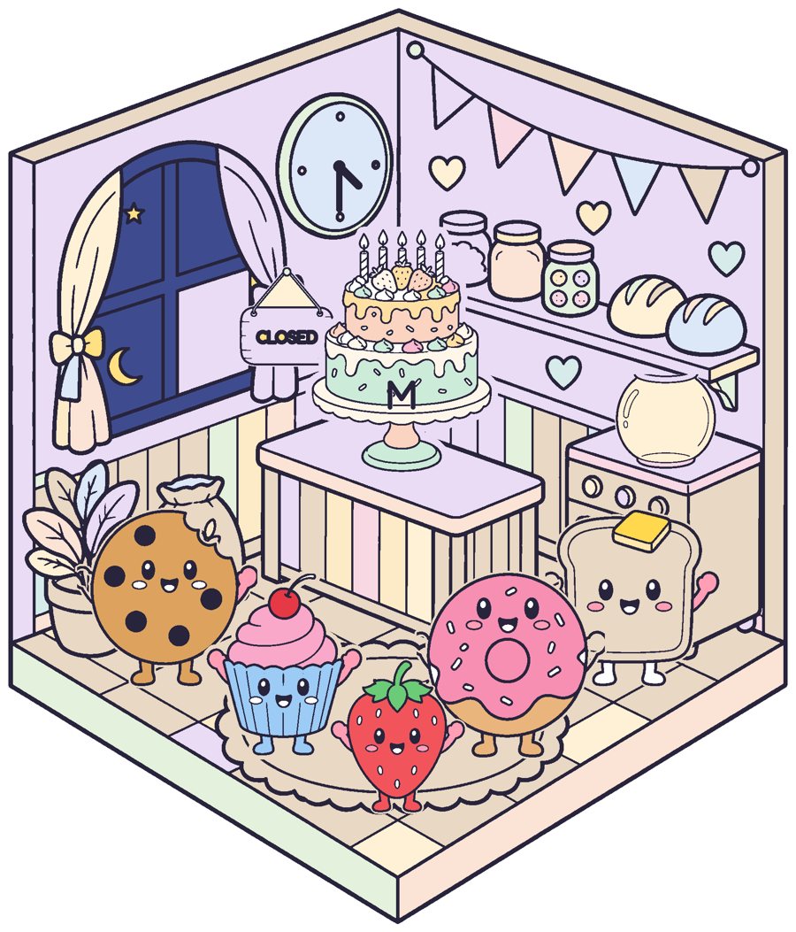 Bakery at Night page, colored