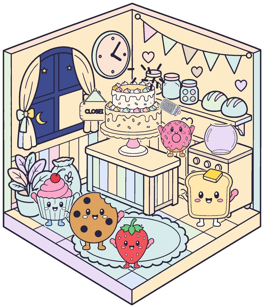 Bakery at Night page, colored