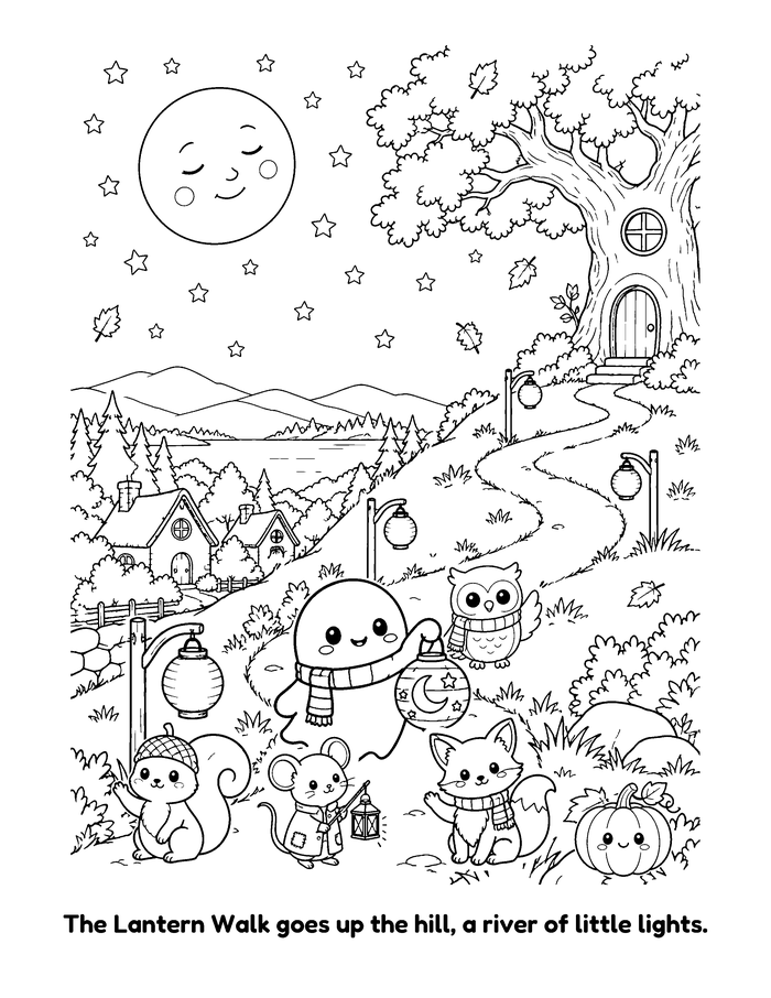 Lantern Walk coloring page sample 4